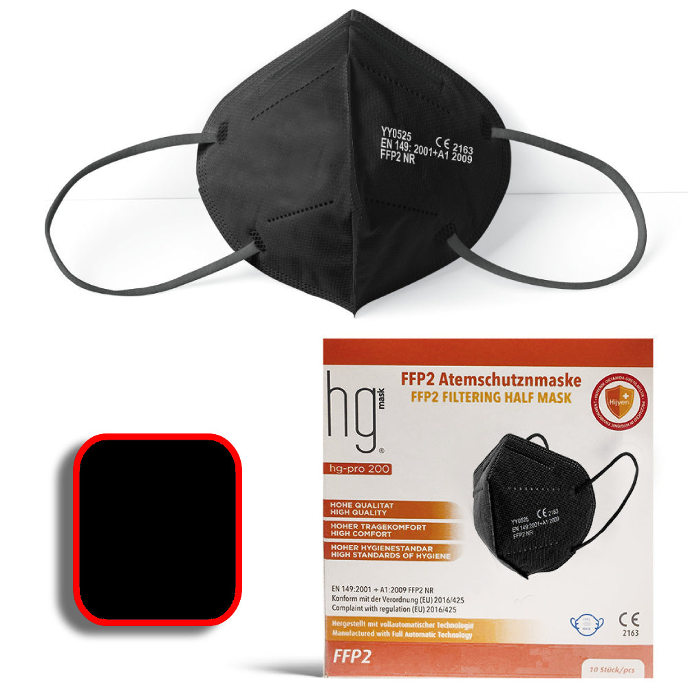 Poli HG Pro 200 Μάσκα Προστασίας σε μαύρο χρώμα  FFP2 10τμχ